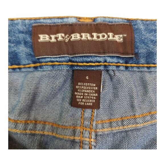 Bit & Bridle Womens Denim Mini Skirt Size 4 Blue Cotton Blend Stretch - Picture 5 of 9